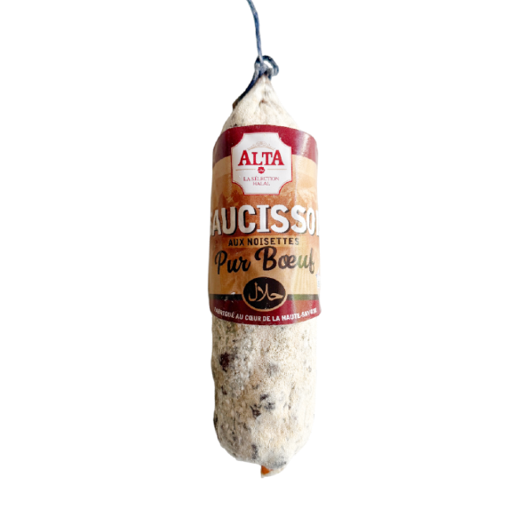 Saucisson sec de boeuf halal aux noisettes