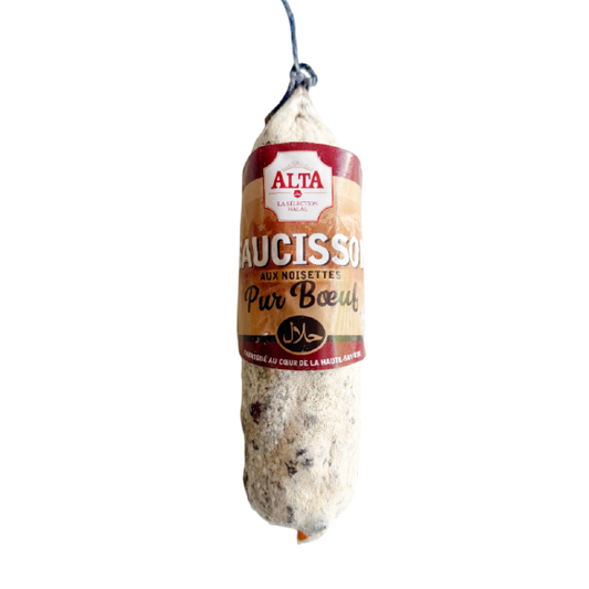 Saucisson sec de boeuf halal aux noisettes